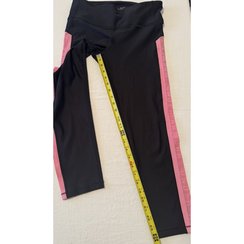 Under Armour Black Capris Leggings Womens Large Logo Pink Sides Compression - Picture 3 of 5